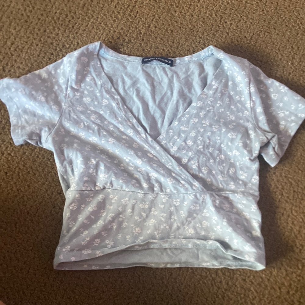 blue crossed brandy melville shirt